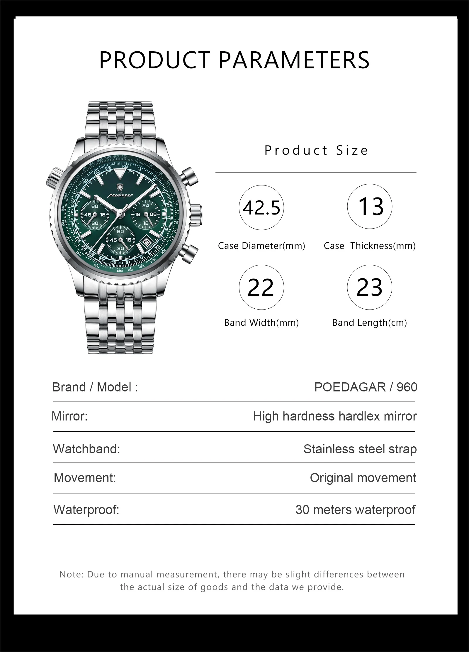 POEDAGAR Luxury Watches For Man Date Chronograph Stainless Steel Sport Men Watch Waterproof Luminous Quartz Military Men's Watch