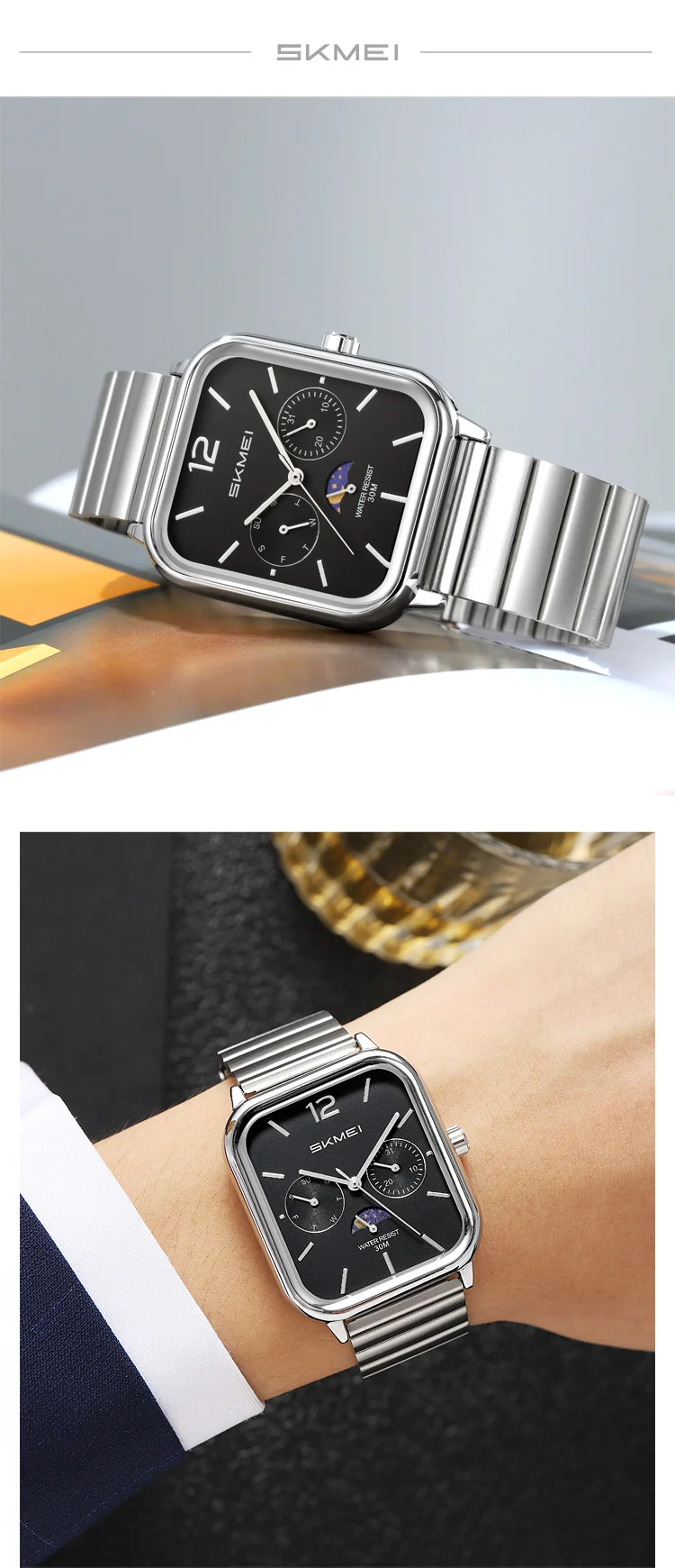 SKMEI 2509 New Casual Simple Quartz Watch Men's Luxury Business Waterproof Calendar Week Exquisite Watch Relógios Masculino