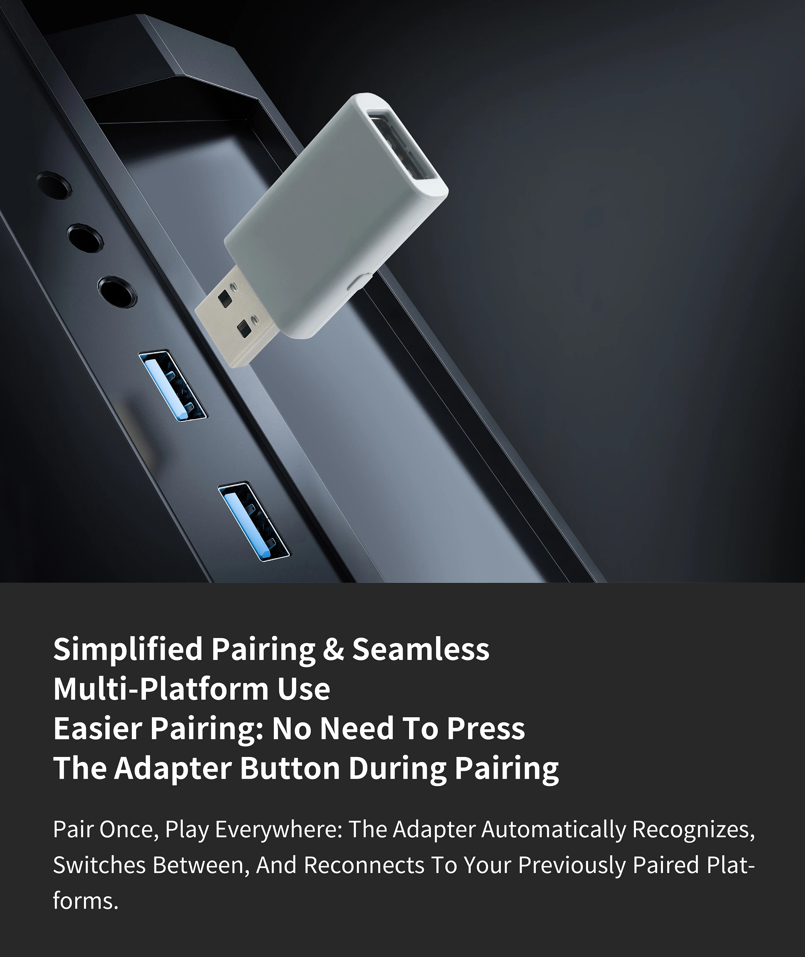 Gulikit Goku 2 Wireless Receiver Dongle Controller Adapter for Switch 1/2 PS4 Xbox Series S/X One Windows Android