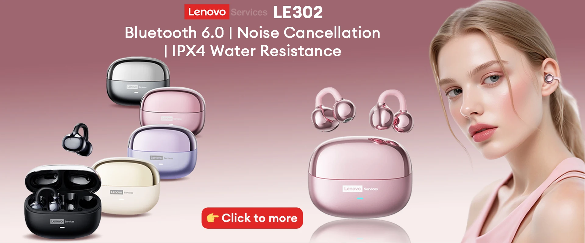 Lenovo RS103 Open Ear Clip Earring Earphones Wireless Bluetooth 6.0 Hifi Stereo Game Music Earbuds W Ear Ornaments Storage Bag