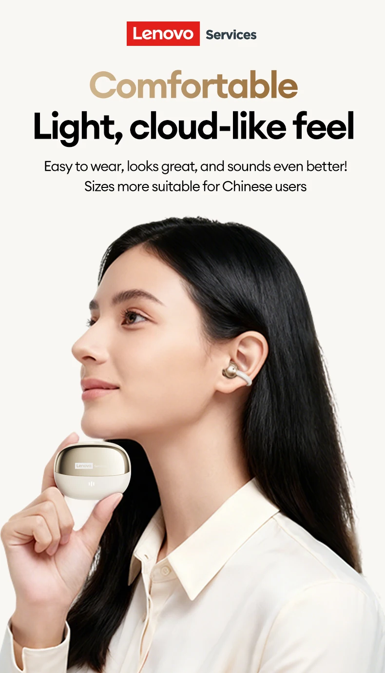 Lenovo RS103 Open Ear Clip Earring Earphones Wireless Bluetooth 6.0 Hifi Stereo Game Music Earbuds W Ear Ornaments Storage Bag