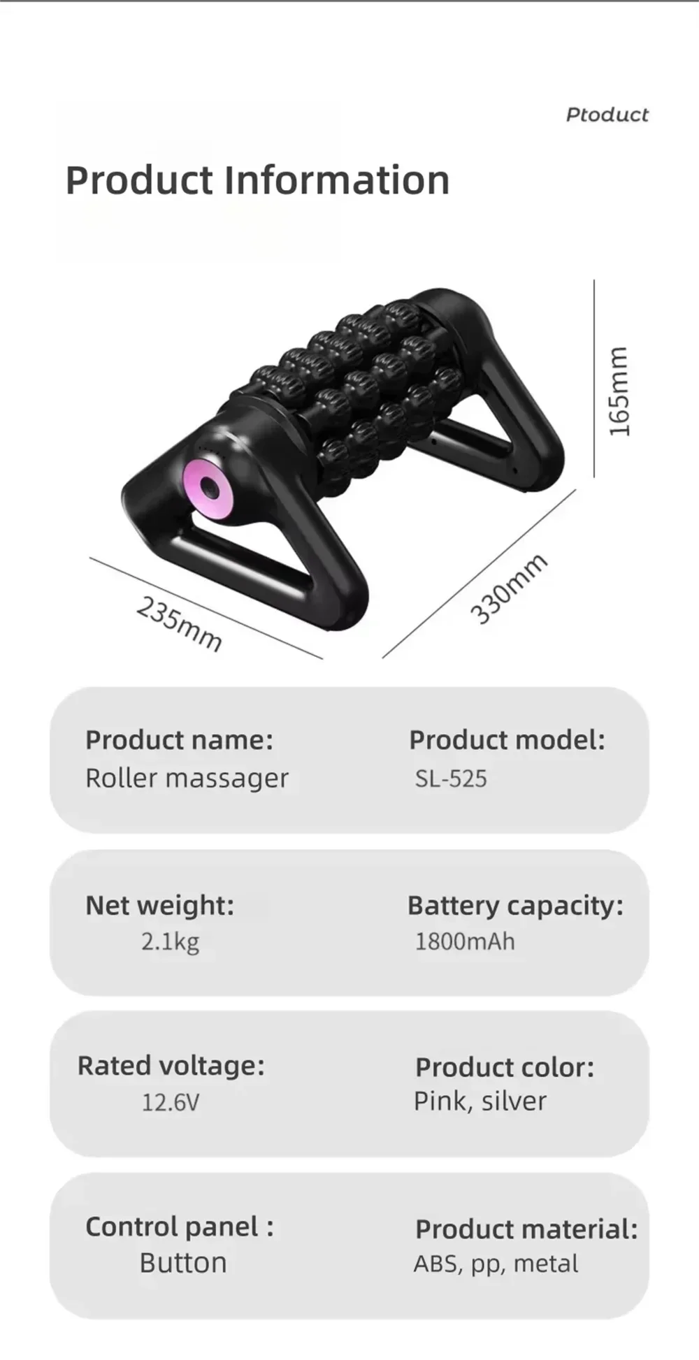 2026 New Portable Body Deep Muscle Relaxation Massager Shaft Cordless Electric Massage Roller Automatic Yoga Column Roller