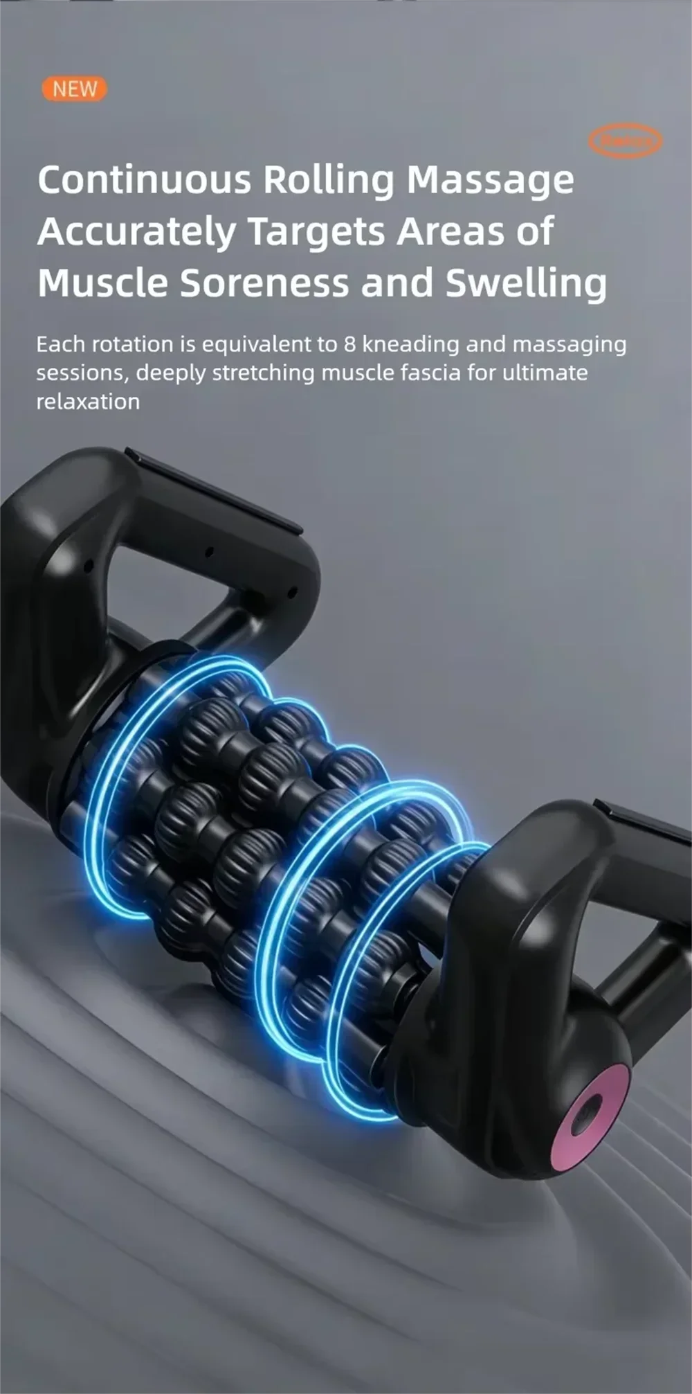 2026 New Portable Body Deep Muscle Relaxation Massager Shaft Cordless Electric Massage Roller Automatic Yoga Column Roller