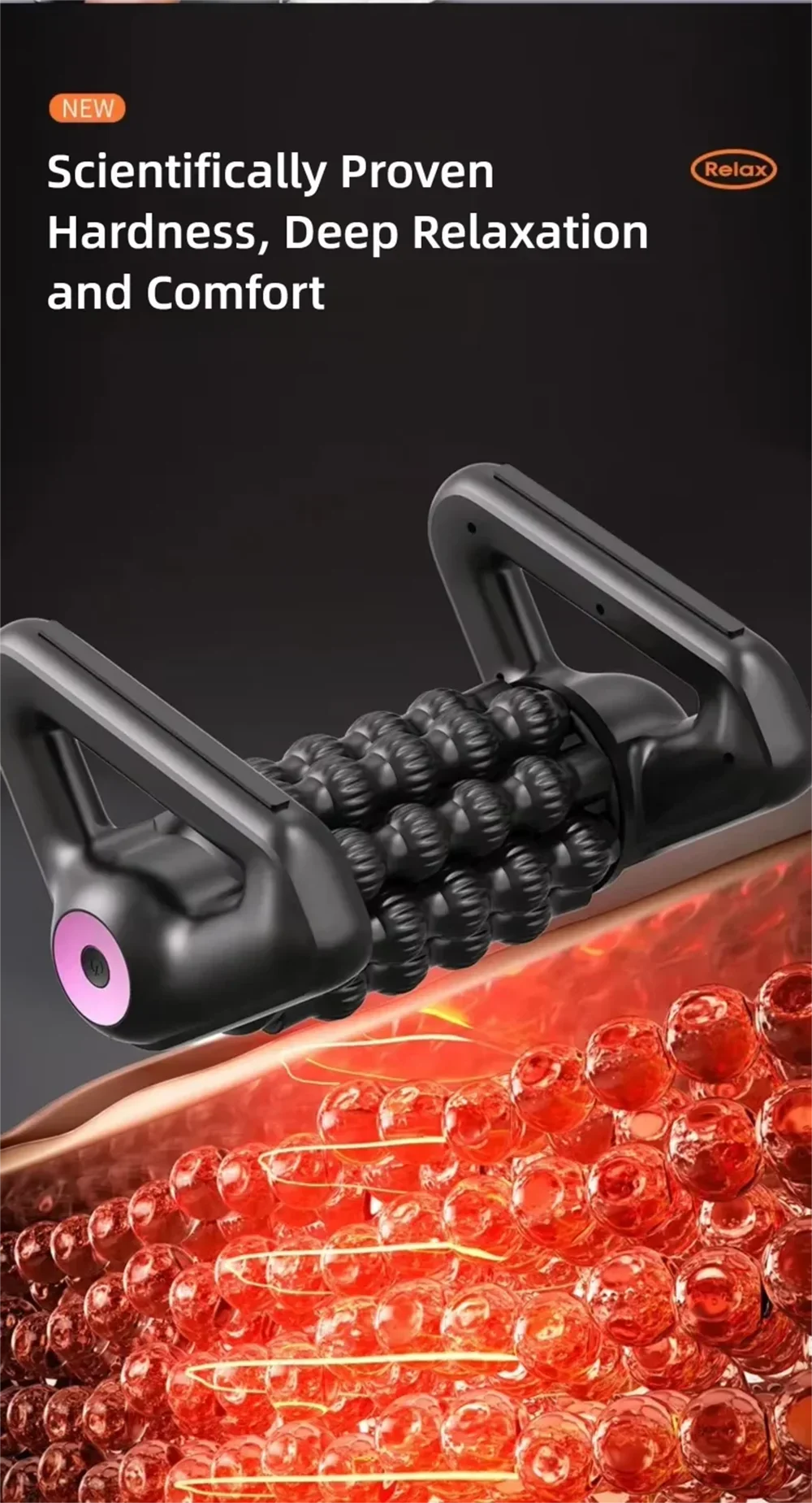 2026 New Portable Body Deep Muscle Relaxation Massager Shaft Cordless Electric Massage Roller Automatic Yoga Column Roller