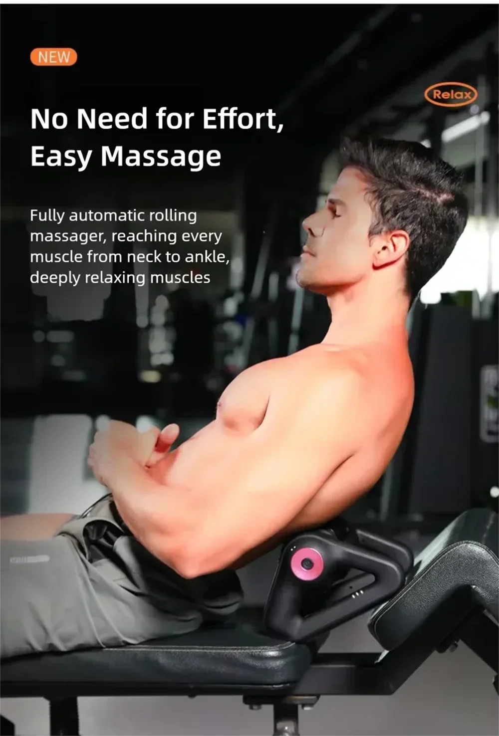 2026 New Portable Body Deep Muscle Relaxation Massager Shaft Cordless Electric Massage Roller Automatic Yoga Column Roller