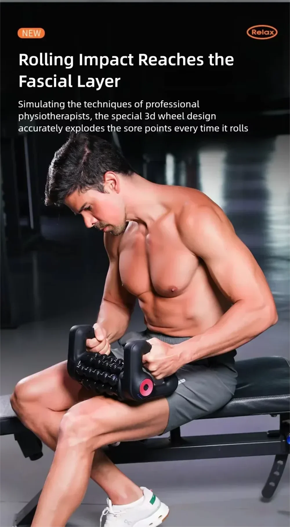 2026 New Portable Body Deep Muscle Relaxation Massager Shaft Cordless Electric Massage Roller Automatic Yoga Column Roller