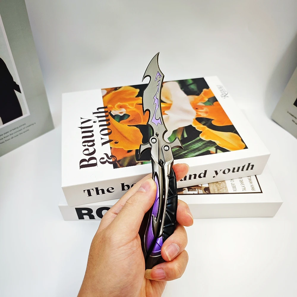 22cm Valorant Reaver 3.0 Butterfly Knife Metal Folding Model – Gaming Fan Training Toy, Craft Collectible, and Display Piece