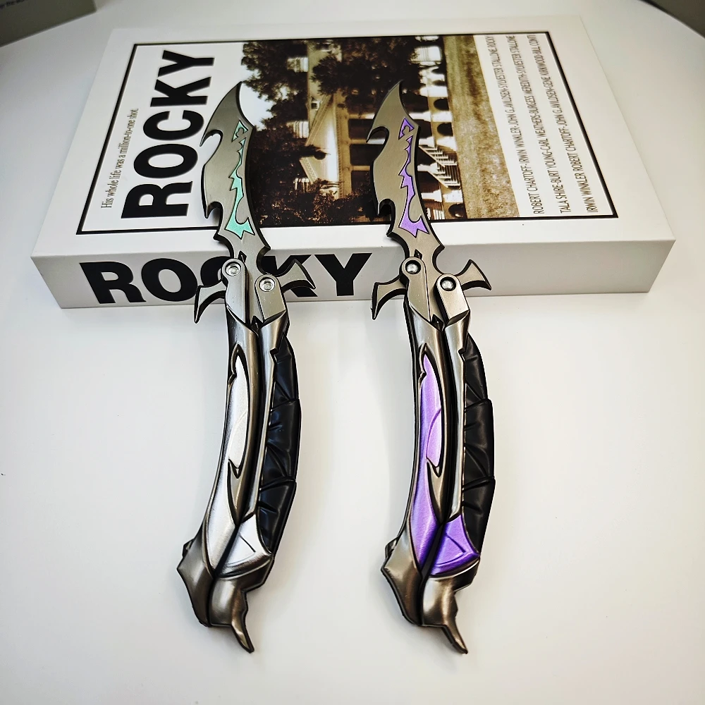 22cm Valorant Reaver 3.0 Butterfly Knife Metal Folding Model – Gaming Fan Training Toy, Craft Collectible, and Display Piece