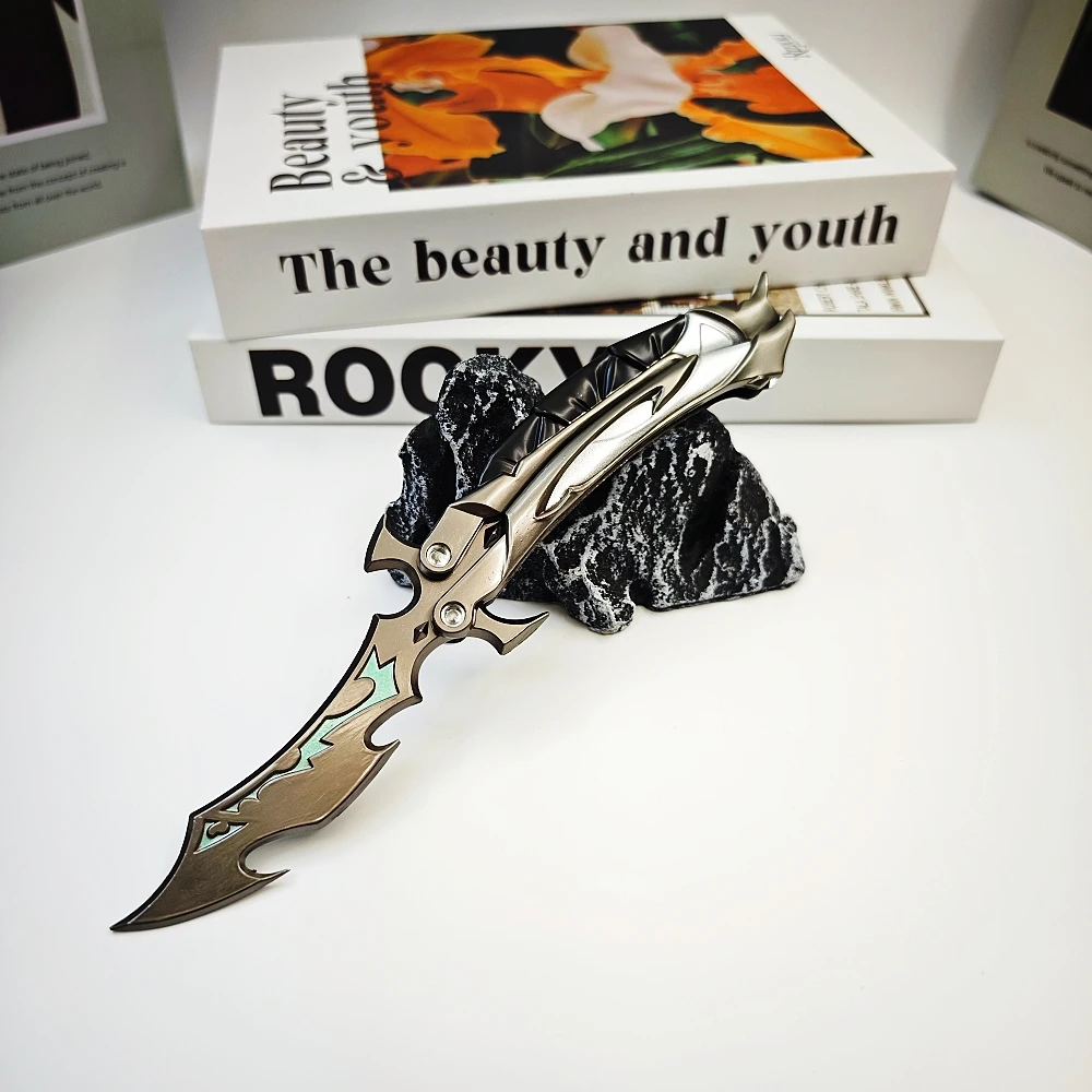 22cm Valorant Reaver 3.0 Butterfly Knife Metal Folding Model – Gaming Fan Training Toy, Craft Collectible, and Display Piece