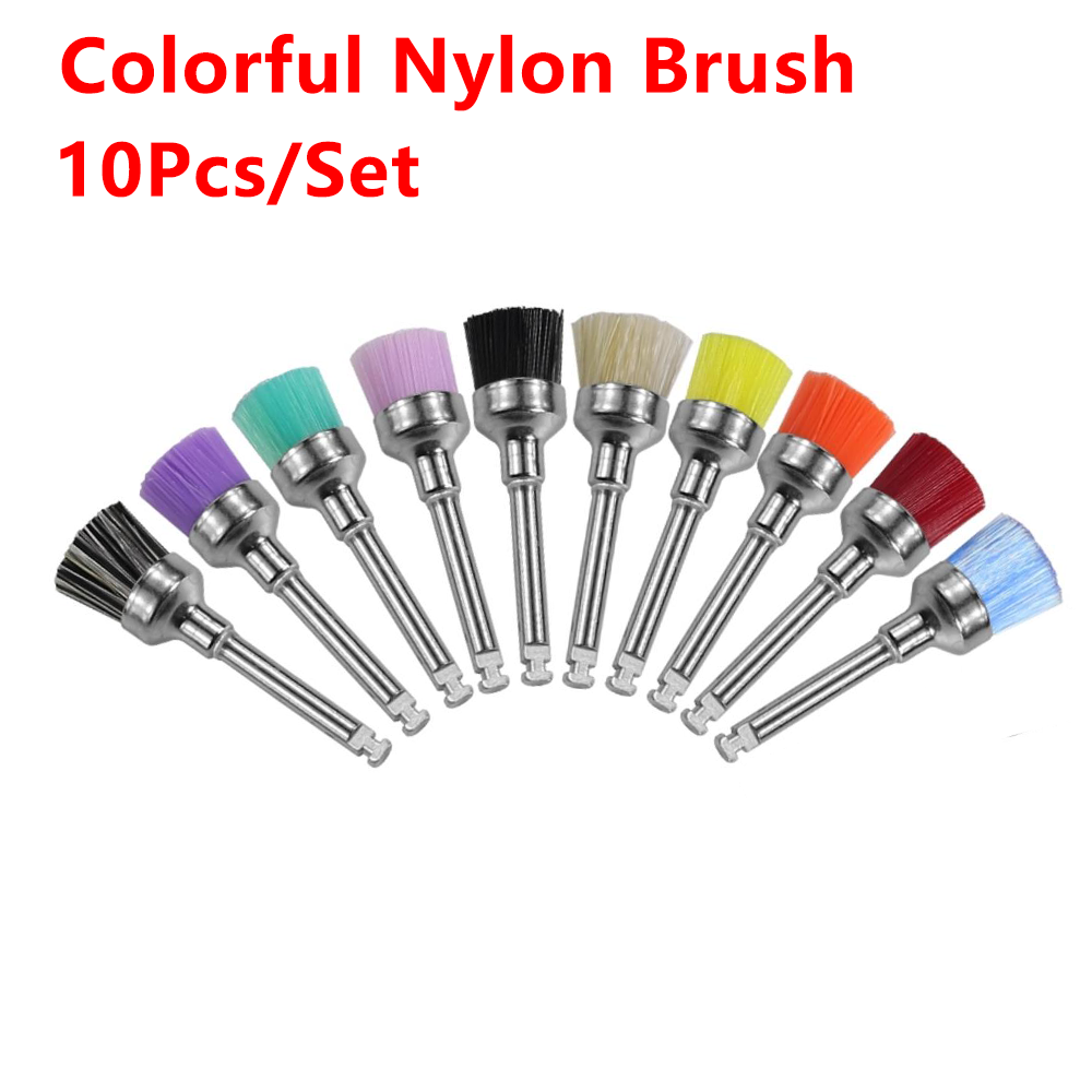 10pcs/Box Disposable Dental Polisher Nylon Bristle Brush Dentist Tools Polishing Polisher Cup Teeth Whitening Prophy Brushes