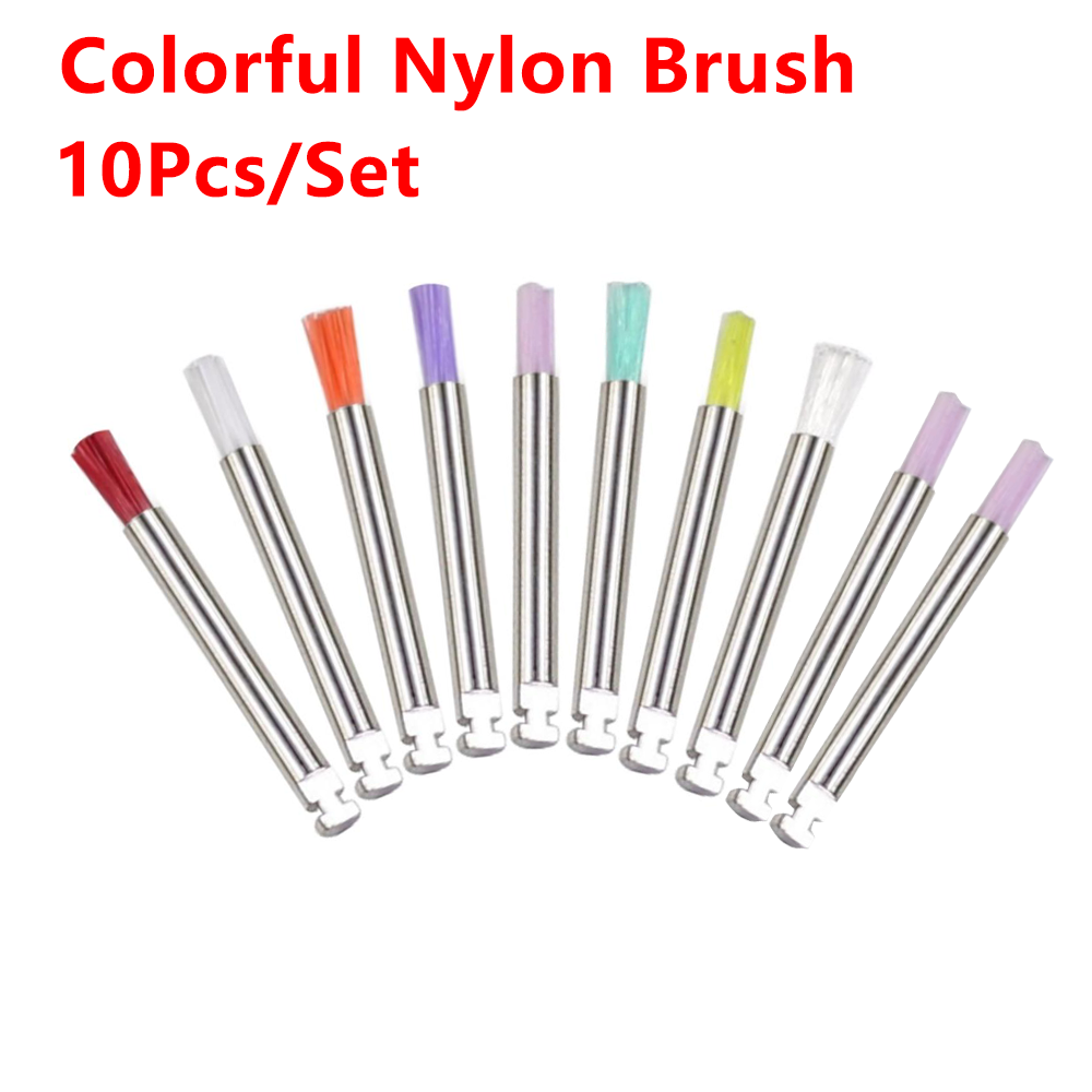 10pcs/Box Disposable Dental Polisher Nylon Bristle Brush Dentist Tools Polishing Polisher Cup Teeth Whitening Prophy Brushes