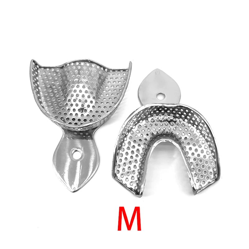 1 Set Dental Lab Equipment Upper Lower Stainless Steel Impression Trays Autoclavable Teeth Tray Teeth Holder Dentist Tools L M S
