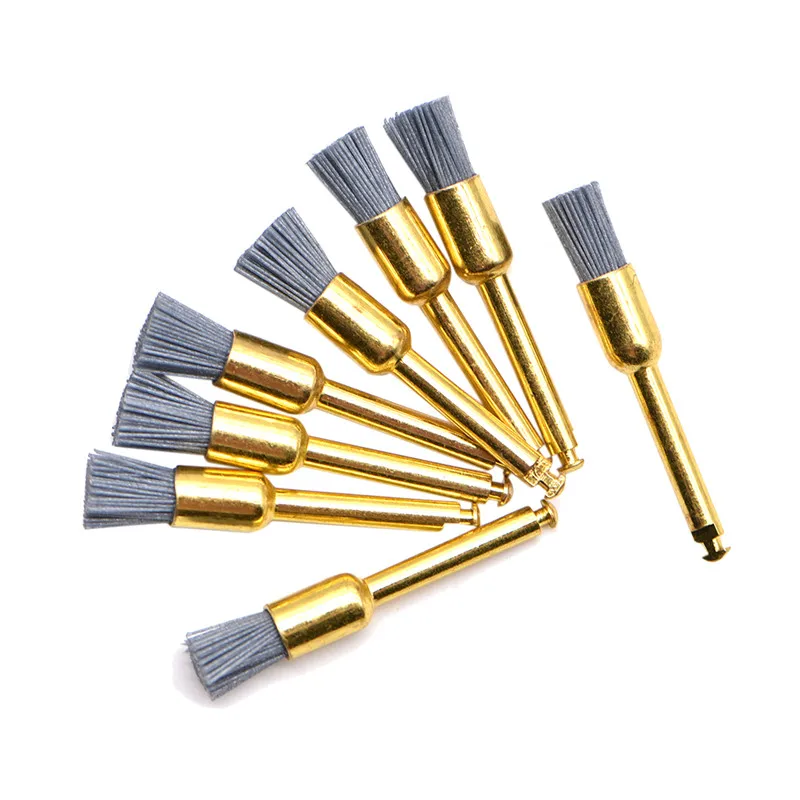 10Pcs Dental Polishing Brush Silicon Carbide Material Latch Flat Bowl Teeth Polisher Prophy Brushes for Contra Angle Handpiece