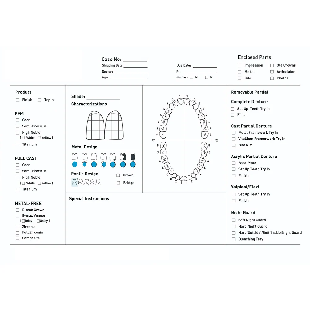 OEM Custom Dentures Fixed Restorations CAD/CAM Multilayered Zirconia IPS e.Max Veneer Post PFM Co-Cr Alloy FMC Bridge