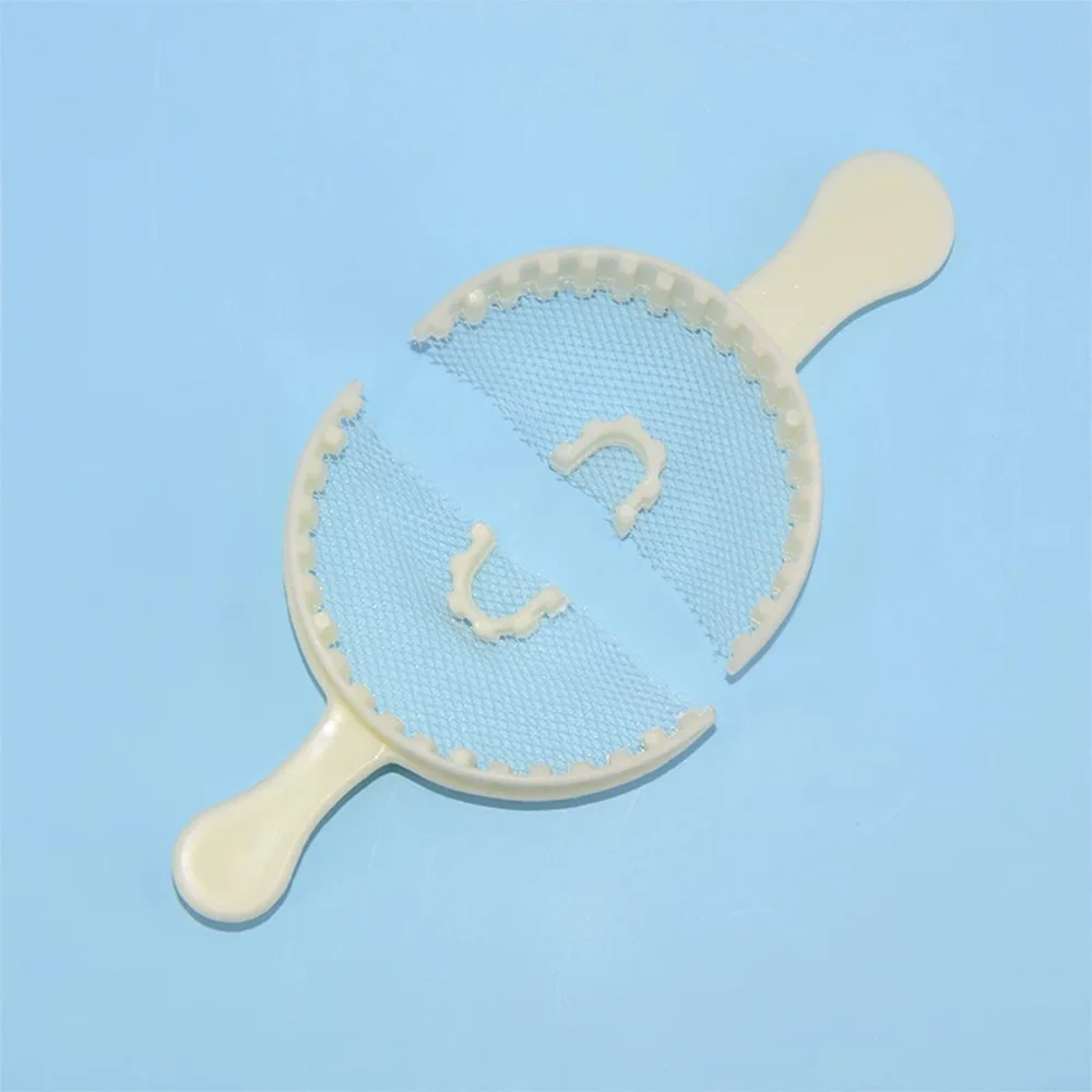 AG 50pcs/100pcs Disposable Dental Bite Impression Trays Kits Teeth Impression Tray with Plastic Rigid Frame and Non-Tear Mesh