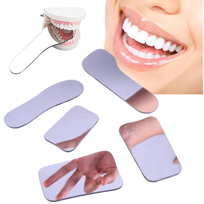 5 Pcs/Set Dental Double Side Mirrors Orthodontic Dental Photography Reflector Glass Coated Titanium Intra Oral Dentist Mirrors