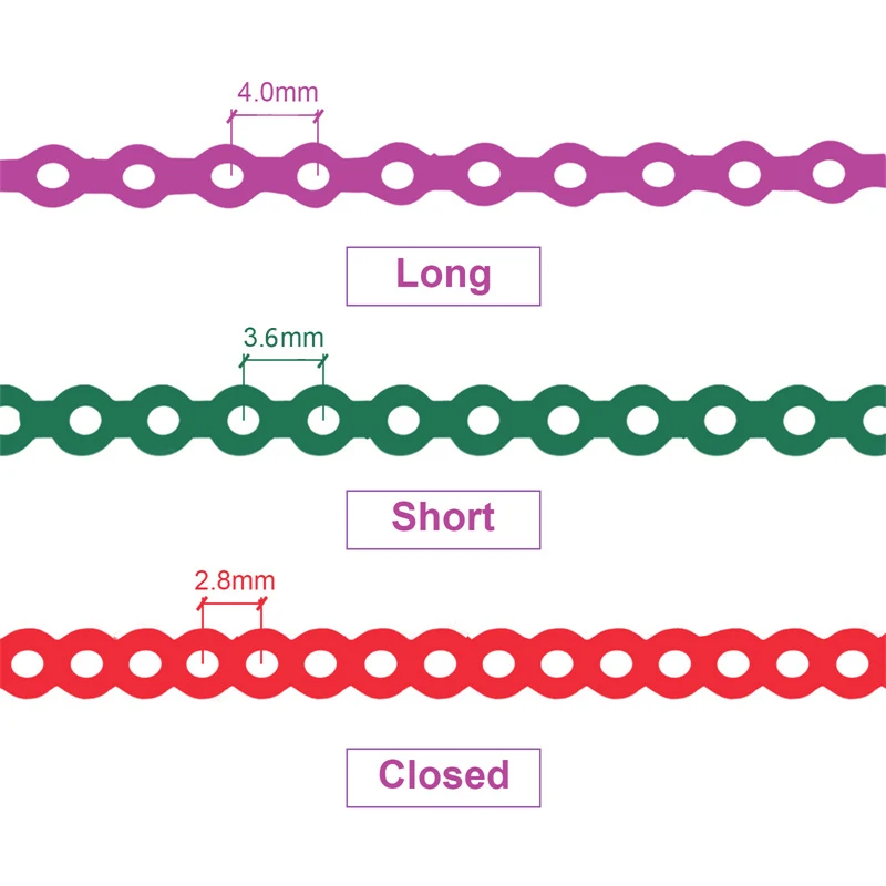 10pcs/lot Dental Elastic Ultra Power Chain Colorful Rubber Spool Long/Short/Closed Distance Continuous High Strengt 4.75m Length