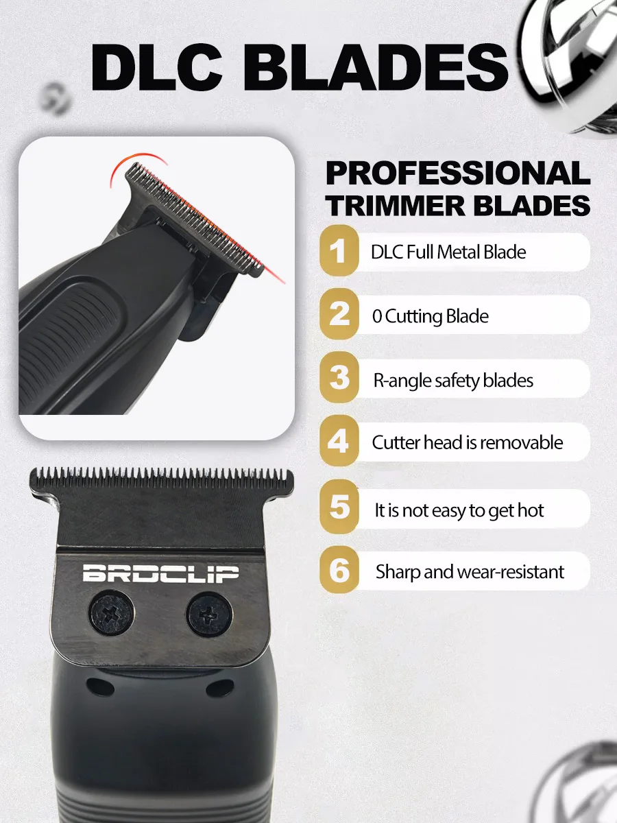 BRDCLIP FA1981 7500RPM Professional X Hair Trimmer 0 Distance DLC Blade Barber 1500mAh Finish Machine Salon Electric Clipper