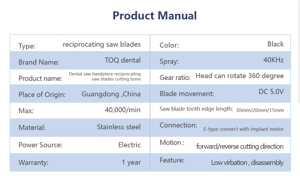 Dental Tool Surgical Oscillating Saw Handpiece Bone Harvesting Oral Surgery Straight