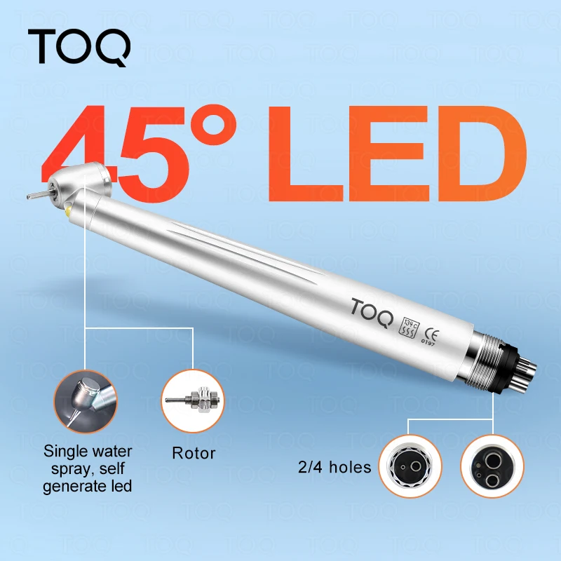 New 45 Degree LED High Speed Handpiece E-generator Integrated Push Button Handpiece Single Water Spray Dentistry Tool