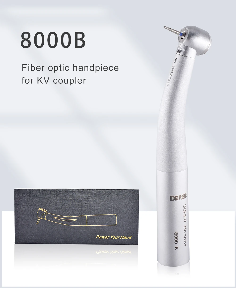 8000B Dental Fiber Optic Handpiece Torque Head Air Turbine Ceramic Bearing Dentist Tool Compatible with KAVO 6 Hole Connectors