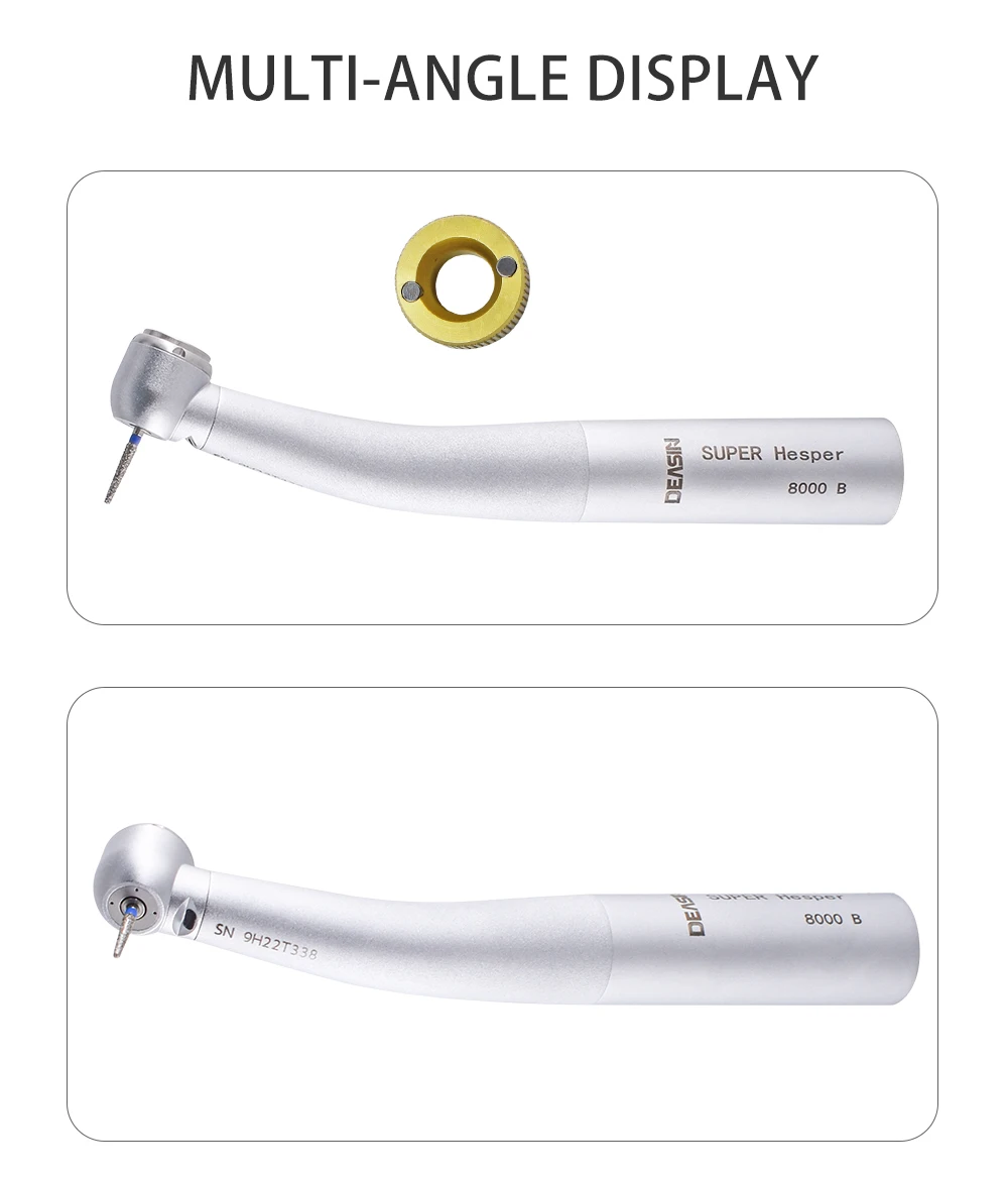 8000B Dental Fiber Optic Handpiece Torque Head Air Turbine Ceramic Bearing Dentist Tool Compatible with KAVO 6 Hole Connectors