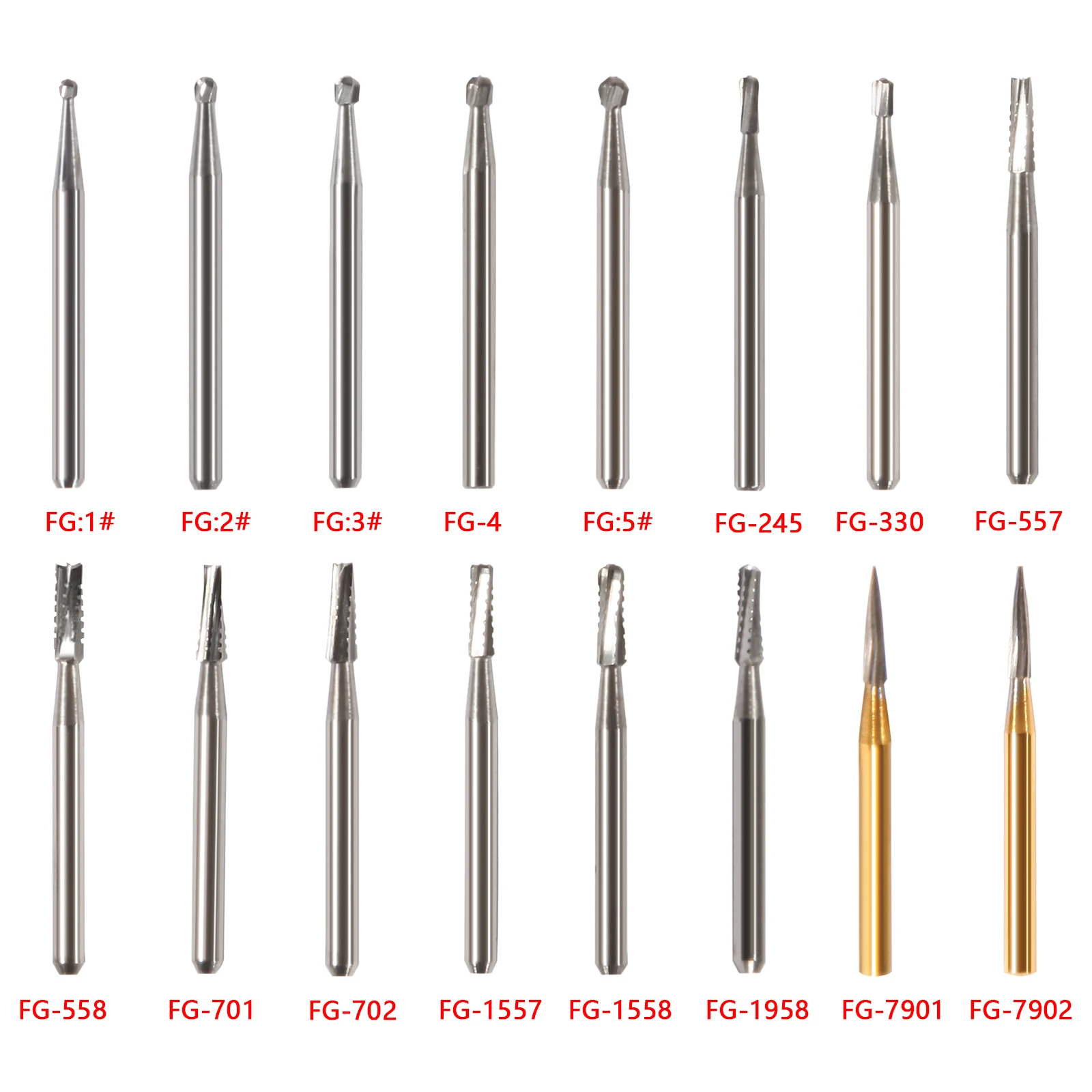 1Pack Dental Tungsten Carbide Steel Burs FG/Endo/FGXL/RA for High/Low Speed Handpiece Tungsten steel Dentist Lab & Clinic Use