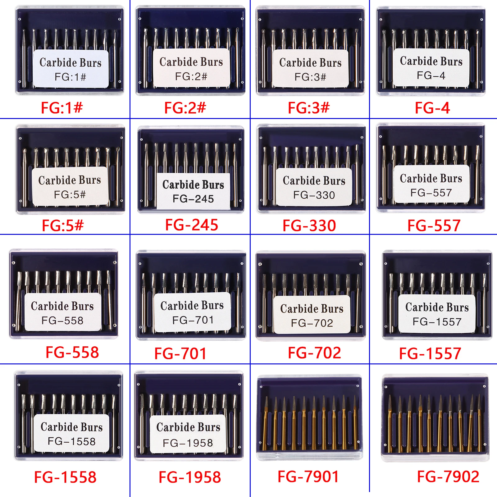 1Pack Dental Tungsten Carbide Steel Burs FG/Endo/FGXL/RA for High/Low Speed Handpiece Tungsten steel Dentist Lab & Clinic Use