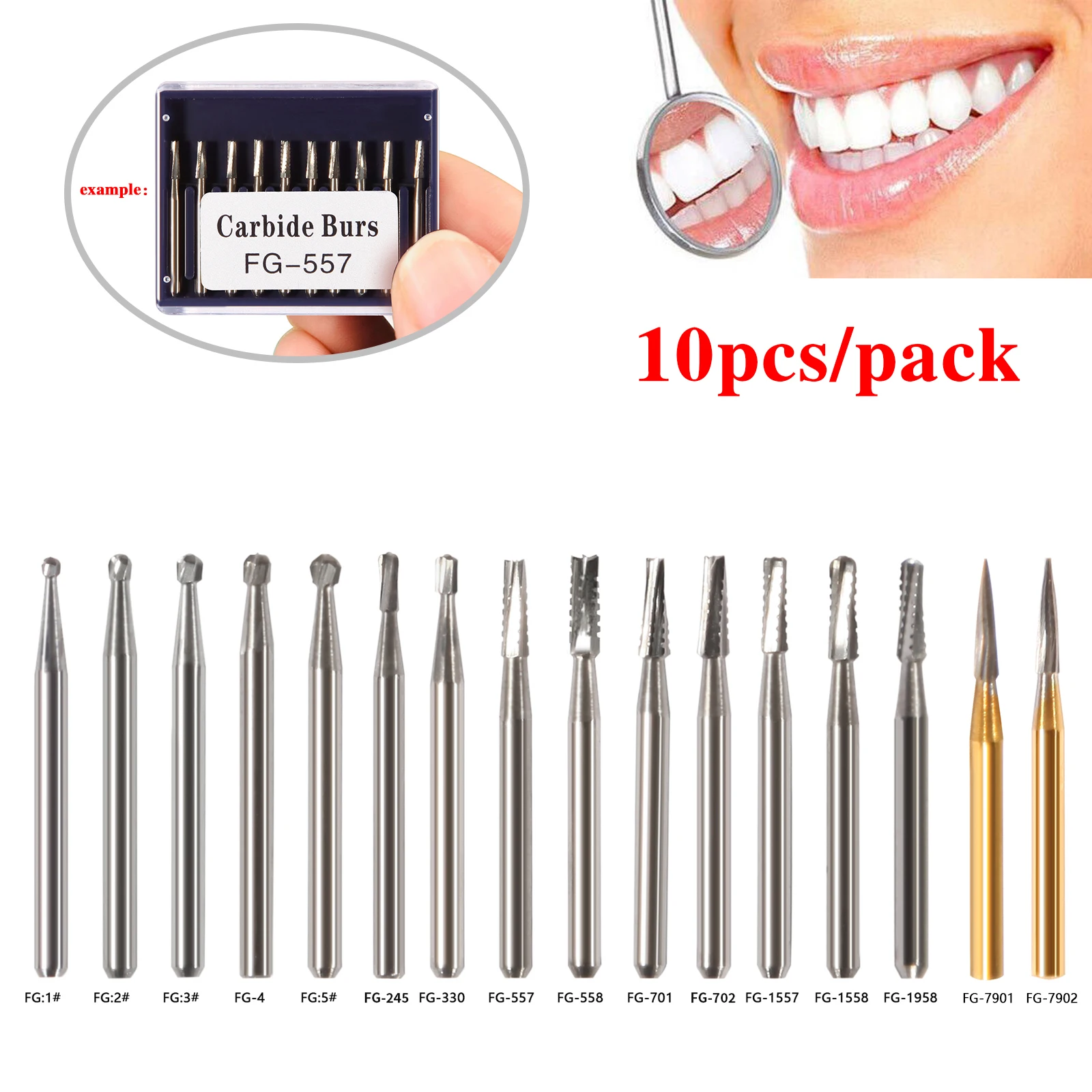 1Pack Dental Tungsten Carbide Steel Burs FG/Endo/FGXL/RA for High/Low Speed Handpiece Tungsten steel Dentist Lab & Clinic Use