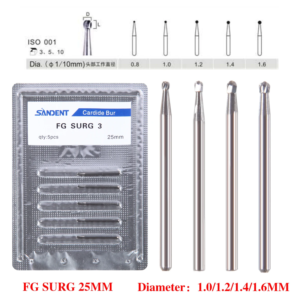 1Pack Dental Tungsten Carbide Steel Burs FG/Endo/FGXL/RA for High/Low Speed Handpiece Tungsten steel Dentist Lab & Clinic Use