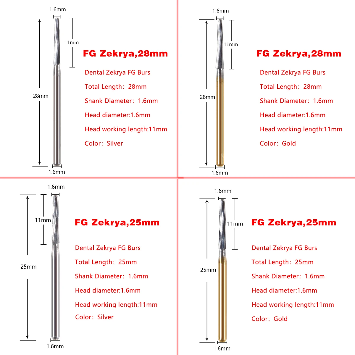 1Pack Dental Tungsten Carbide Steel Burs FG/Endo/FGXL/RA for High/Low Speed Handpiece Tungsten steel Dentist Lab & Clinic Use