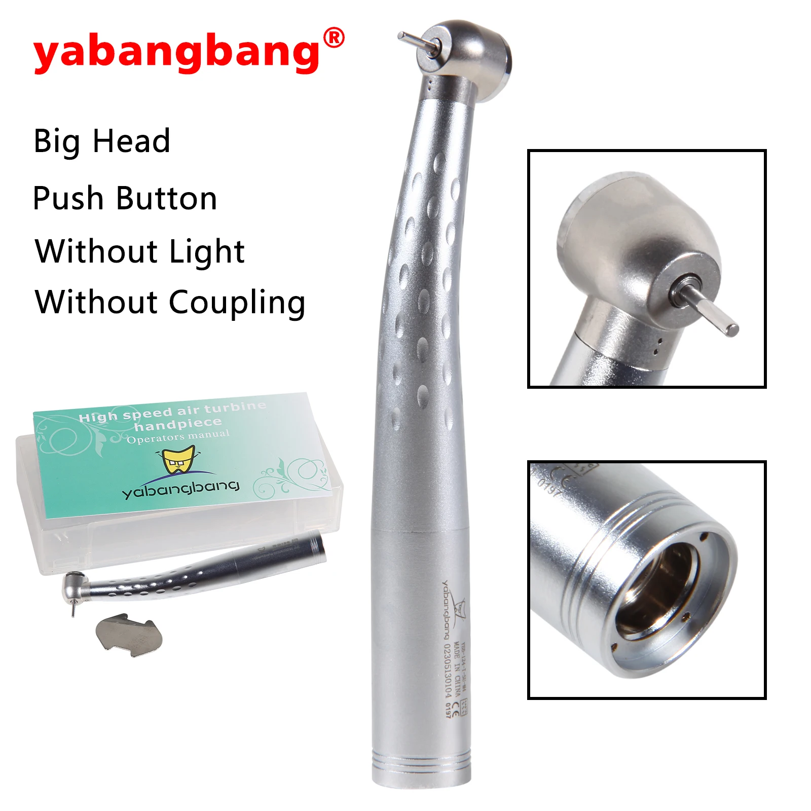 KaVo Style Dental High Speed Handpiece Standard/Big head Single spray Push Button Turbine + 4Hole Quick Coupler Swivel