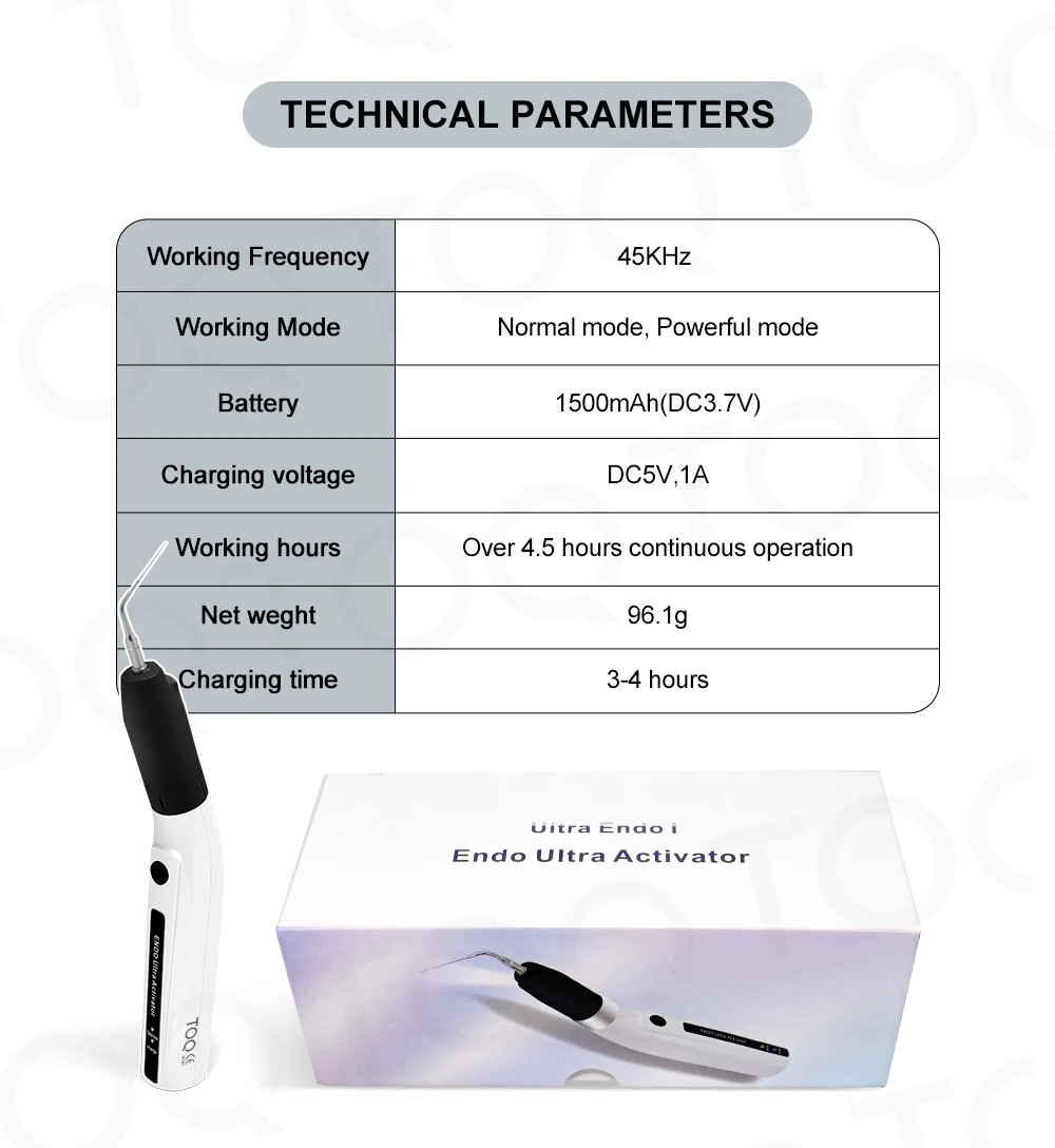 TOQ Official LED Dental Wireless Ultrasonic Activator Endo Ultra Activator Ultrasonic Washing Tooth with 6 Tips Dentistry Tools