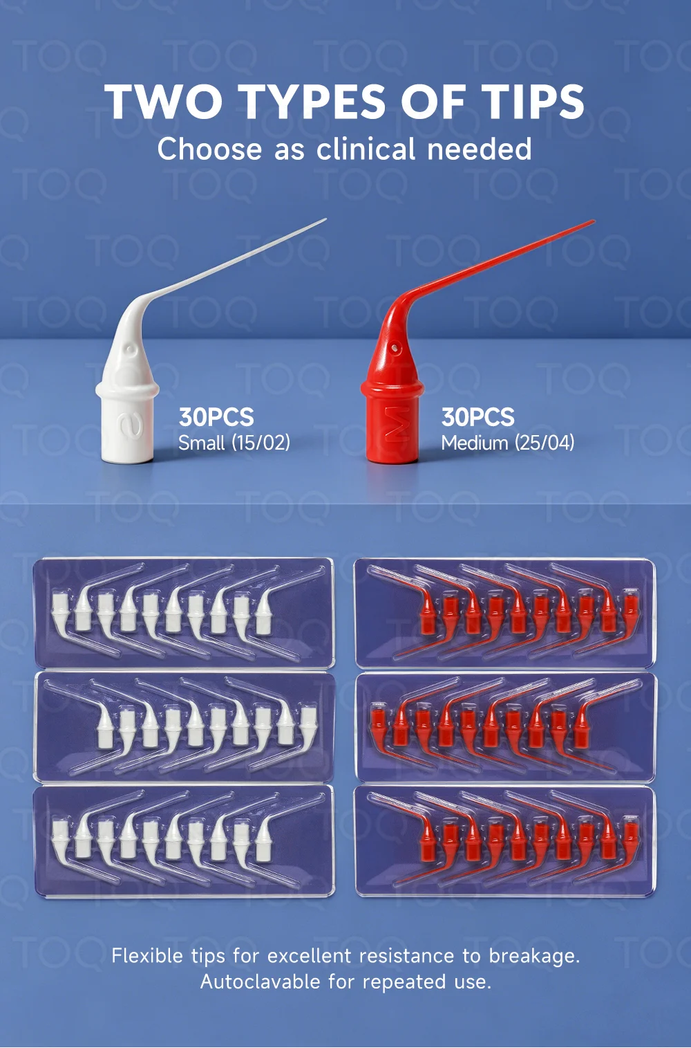 TOQ Dental Wireless Endo Activator Sonic Irrigator 60Pcs Tips Type‑C Rechargeable Root Canal Cleaning 3 Modes Endodontic