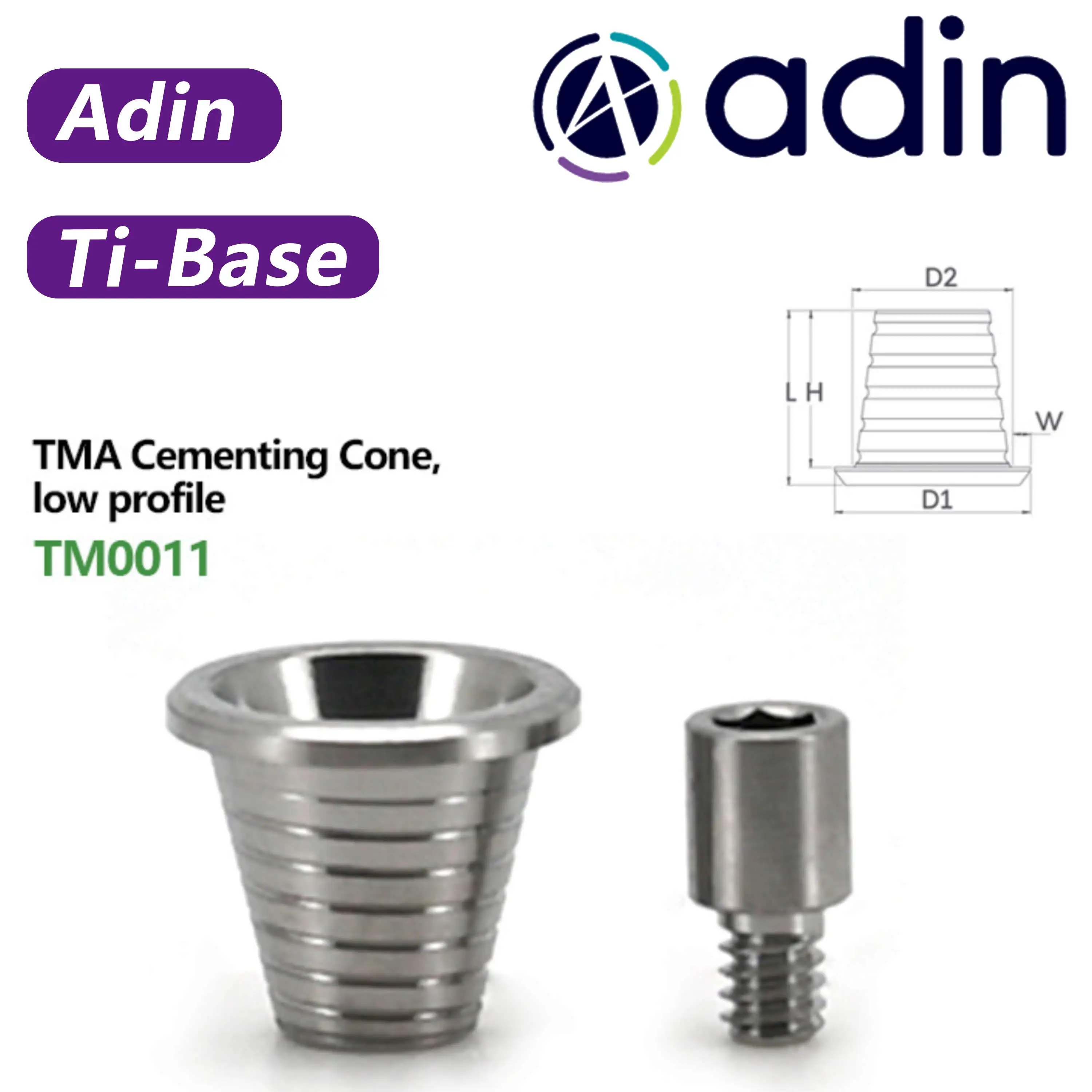 Compatible with ADIN System Multi Unit Abutment Transfer Post Analog Abutment Screw Healing Cap Medical Grade Titanium
