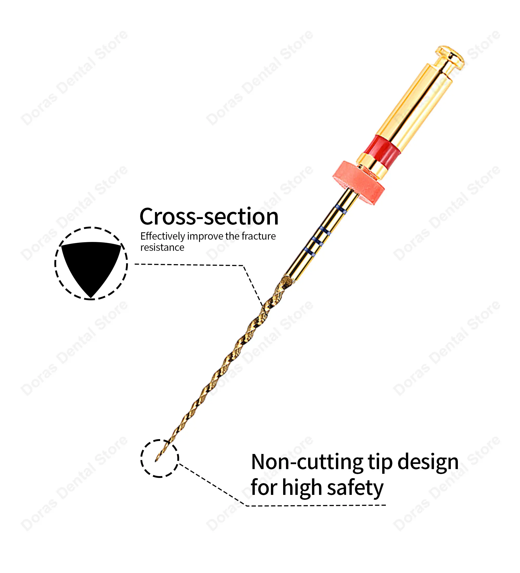 Glin Dental Heat Activated Gold Flexible Endo Files Canal Root Treatment Rotary Golden File Dentist Tools Endodontic Files