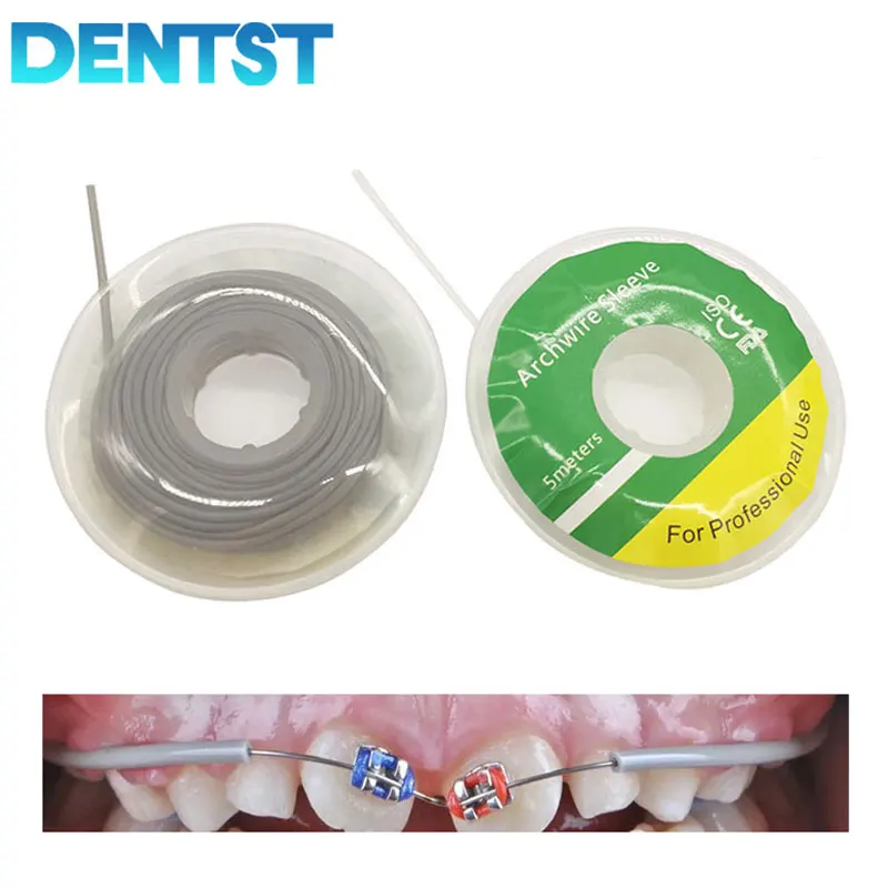 2 Roll Dental Elastic Archwire Sleeve Tubing Orthodontic Wire Protect SleeveTubing Rotary Torsion Pad for Brackets Ortodoncia