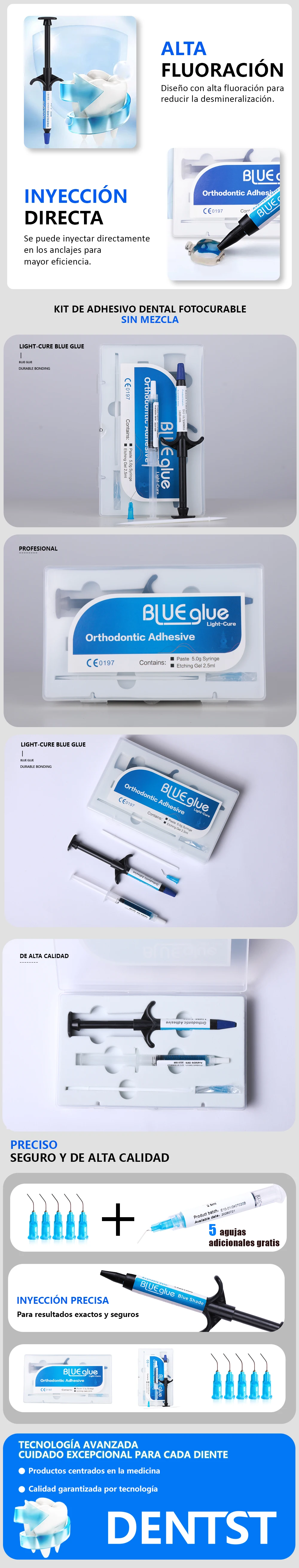 Dental Braces Blue Glue Adhesivos Orthodontic Universal Light-Cure For Bracket Tube Crystal Decoration Teeth Glue Braces Kit Wit