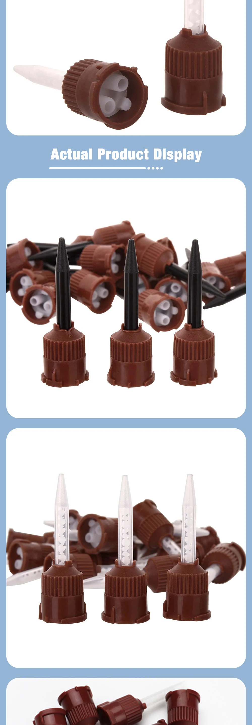 50PCS Dental Disposable Mixing Tips Brown 1:1 Intraoral Tips Mixing Head for Light Weight Silicone Rubber Materials Impression