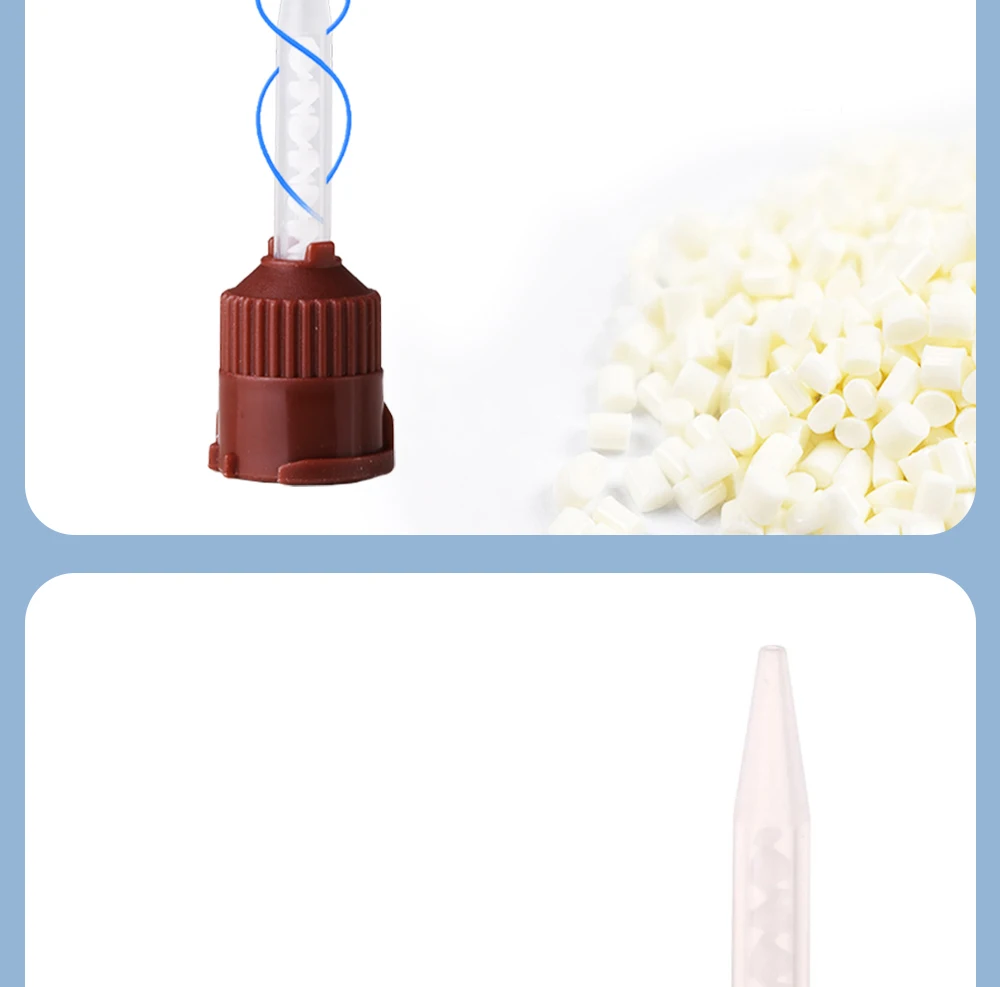 50PCS Dental Disposable Mixing Tips Brown 1:1 Intraoral Tips Mixing Head for Light Weight Silicone Rubber Materials Impression