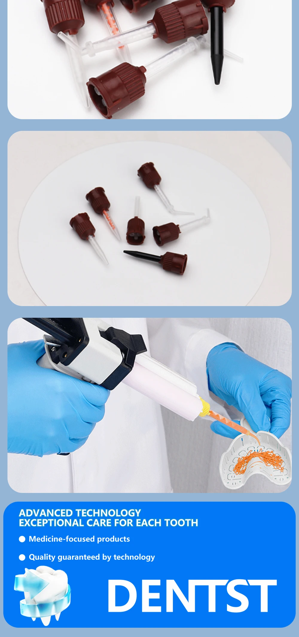 50PCS Dental Disposable Mixing Tips Brown 1:1 Intraoral Tips Mixing Head for Light Weight Silicone Rubber Materials Impression