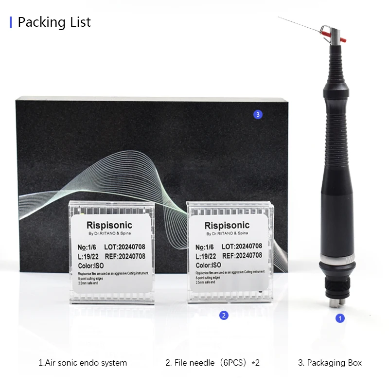 JUMTOP Dental Ultrasonic Root Canal Cleaning Handpiece Air Sonic Activator with 12Pcs Rispisonic Files