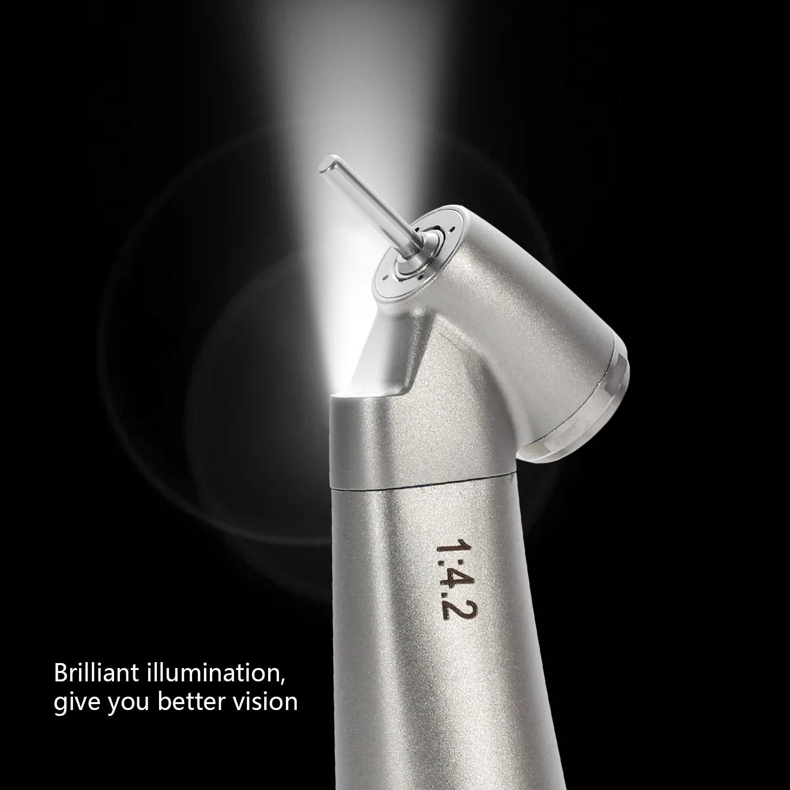 SKYSEA Dental Fiber Optic 1:4.2 Increasing Speed Handpiece 45°Angle LED Contra Angle Inner 4 Way Spray