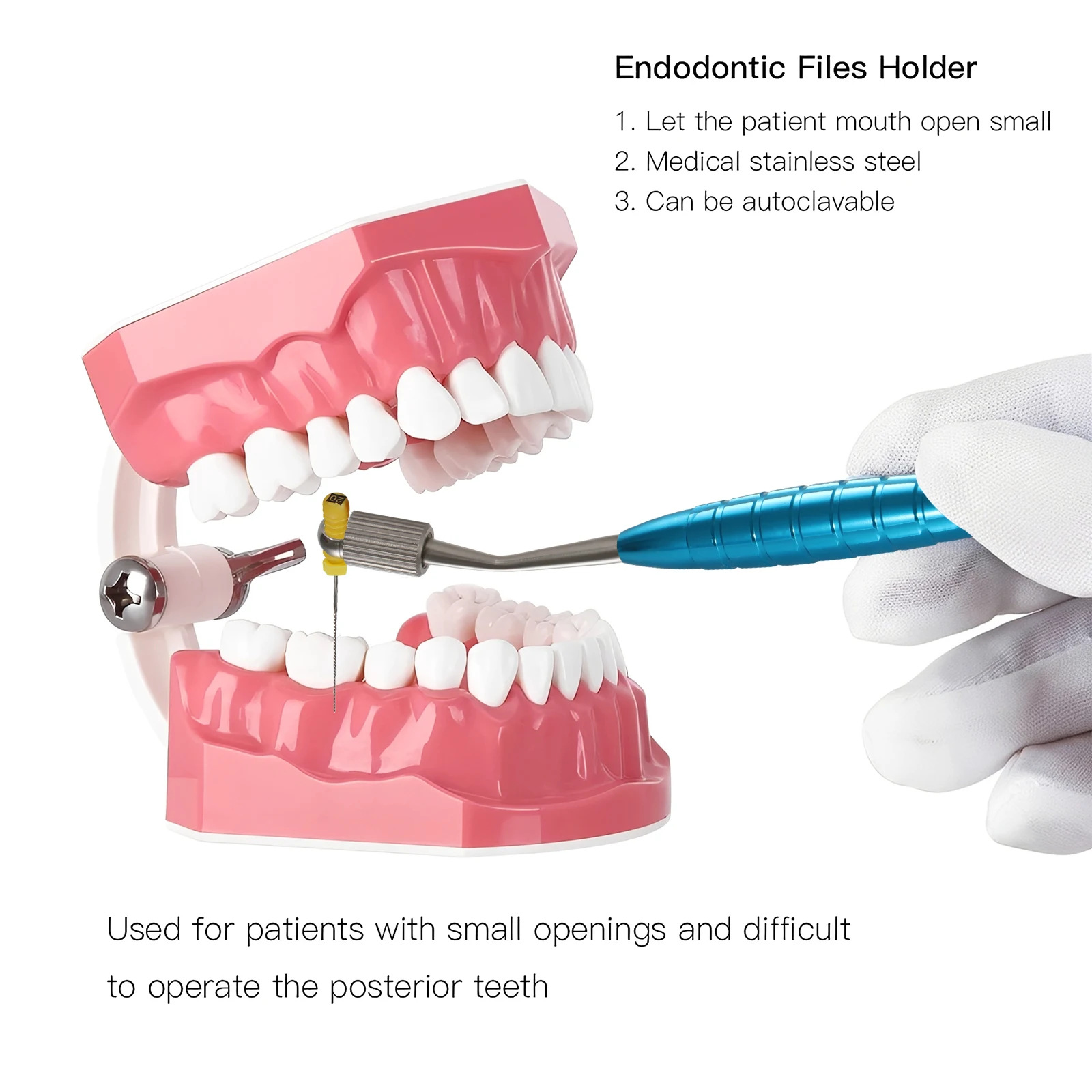 1-20Pcs Dental Endodontic Endo File Holder K-Files Handle Hand UseStainless Steel Root Canal Tool Ergonomic Grip Autoclavable