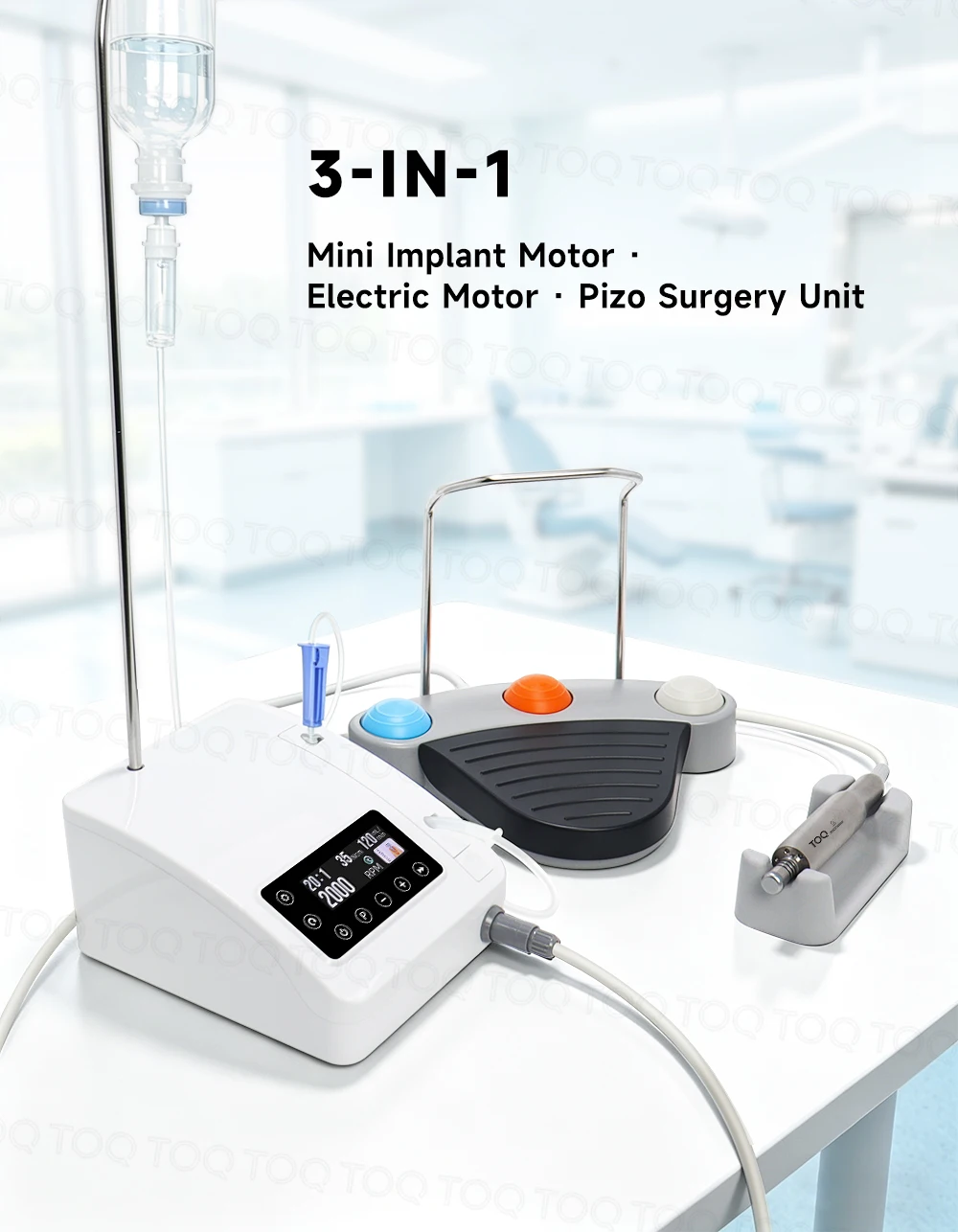 TOQ LED Dental Mini Implant Motor With 8 Programs Portable Professional Surgical Brushless Machine Motor For 20:1/4:1/1:4:2