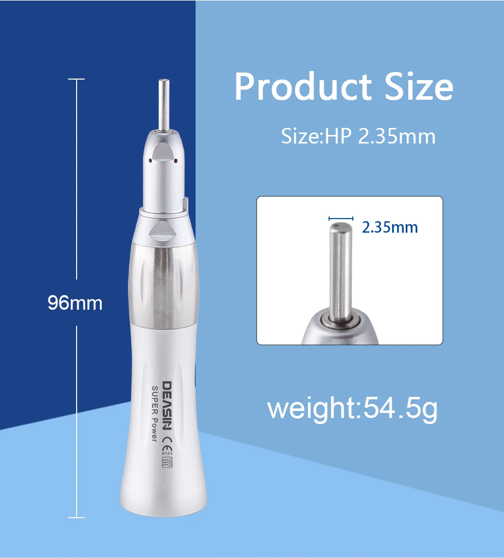 DEASIN Dental Straight Low Speed Handpiece 22,000 RPM Ratio 1:1 for Lab E-type Motors Dentist Tools