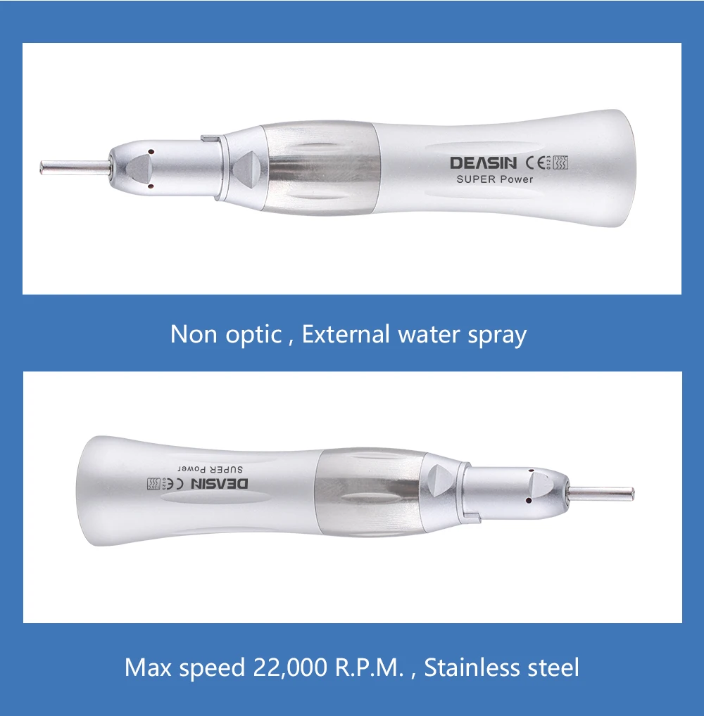 DEASIN Dental Straight Low Speed Handpiece 22,000 RPM Ratio 1:1 for Lab E-type Motors Dentist Tools