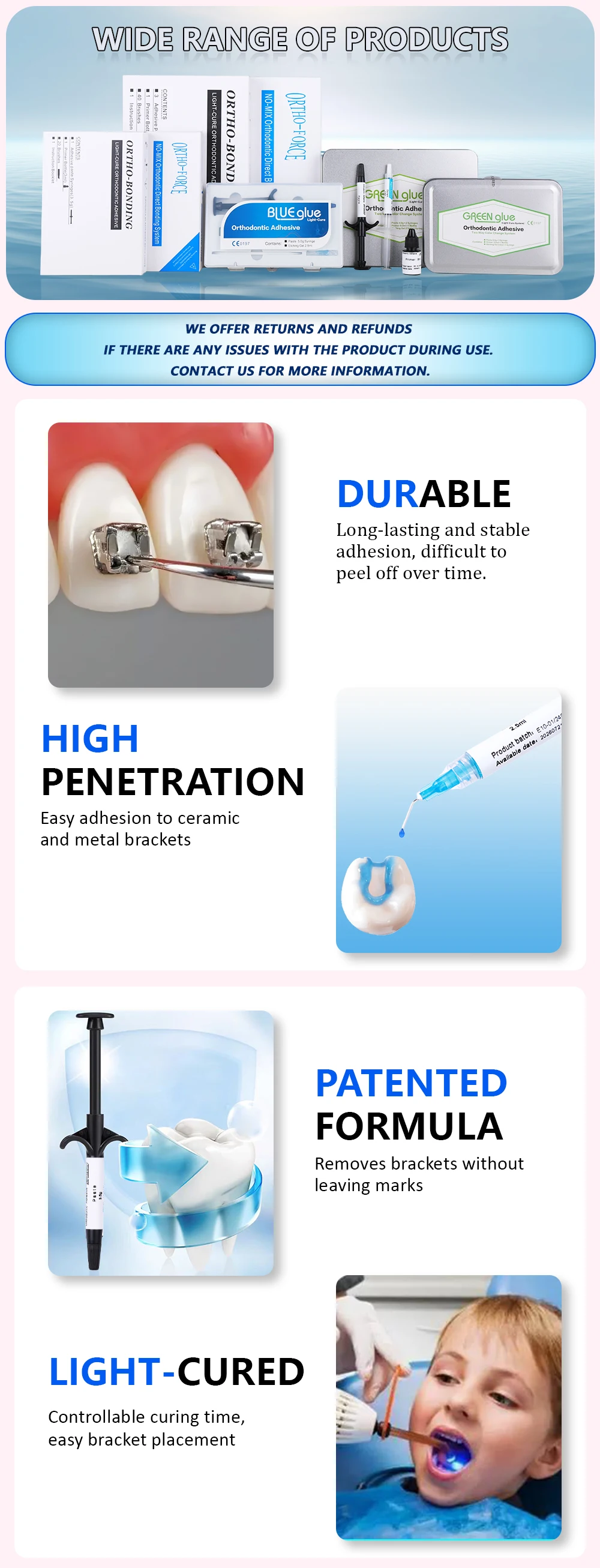 Dental Braces Glue Adhesivos Orthodontic Universal Light-Cure For Bracket Tube Crystal DecorationTeeth Glue Braces Kit With Glue