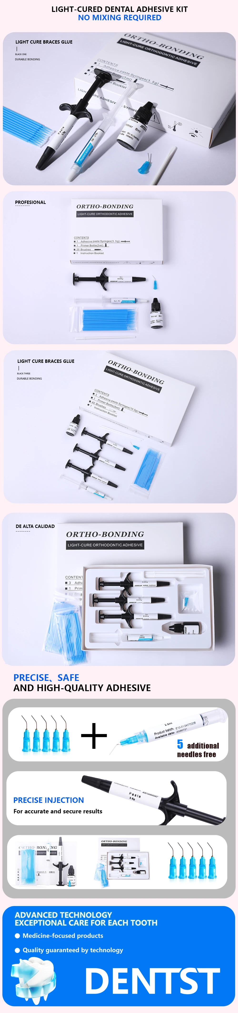 Dental Braces Glue Adhesivos Orthodontic Universal Light-Cure For Bracket Tube Crystal DecorationTeeth Glue Braces Kit With Glue