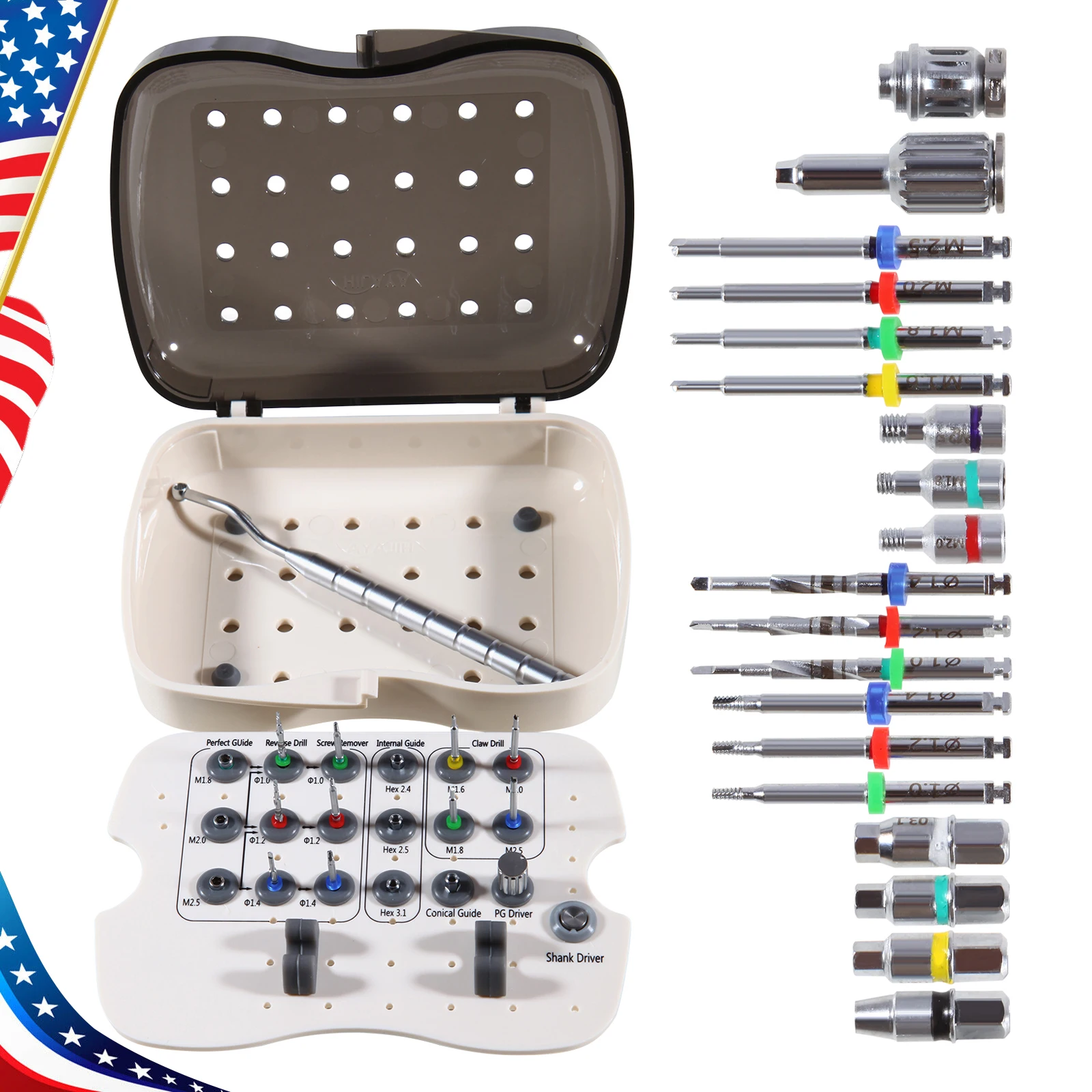 Universal Dental Implant Broken Screw Remover Kit Surgical Tool Instrument Tool Reverse Drill Guide Driver NeoBiotech